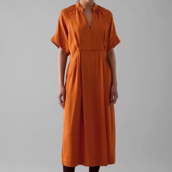 TOAST bryn satin crepe dress 100% viscose midi spice - rust orange XXS NEW - Picture 1 of 5